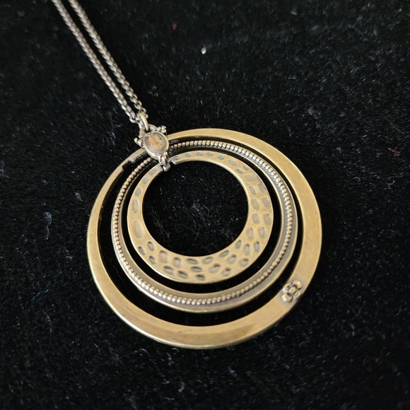 Antique Brass Gold Circle Pendant Cookie Lee Necklace NWT - Picture 5 of 12